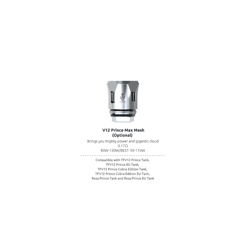 Résistances TFV12 Prince Max Mesh par 3 - Smoktech