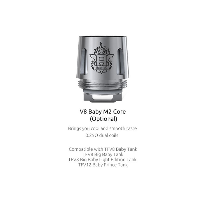 Résistances M2 0.25ohm pour TFV8 Baby par 5 - Smoktech