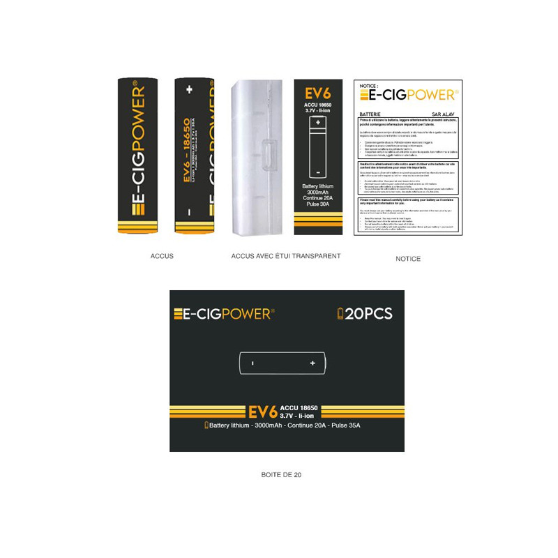 Accus EV6 18650 3000mAh - E-Cig Power