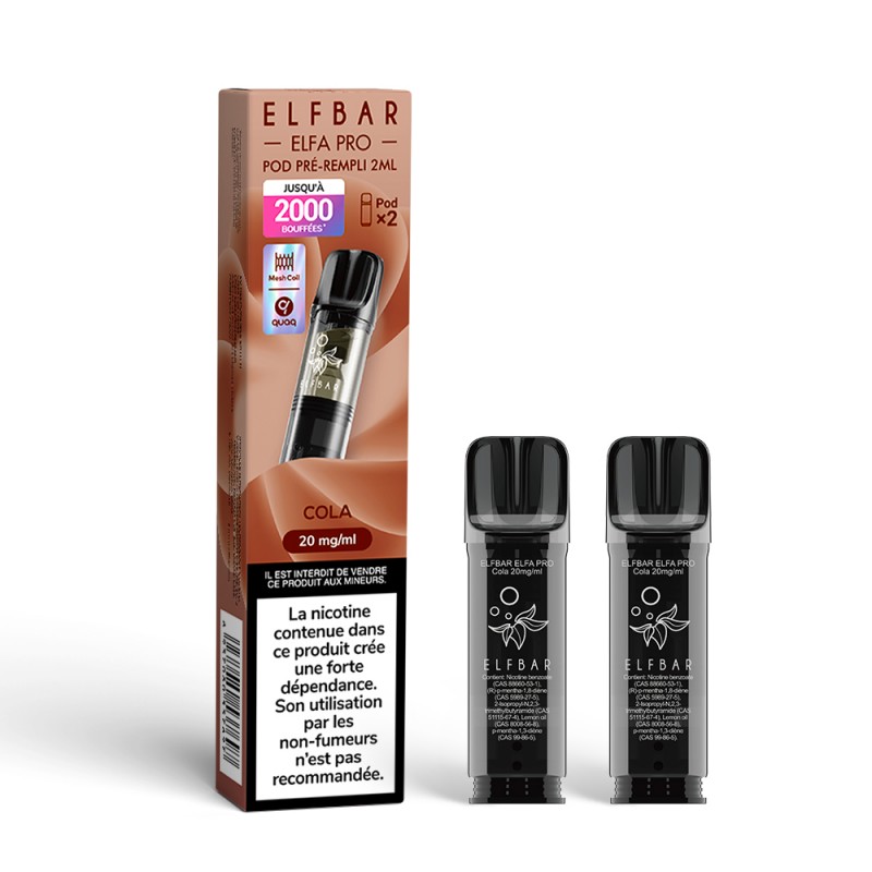 Cartouches pré-remplies ELFA 2ml par 2 - Elfbar