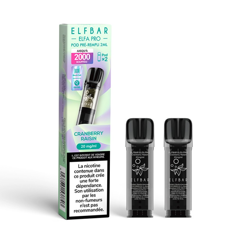 Cartouches pré-remplies ELFA 2ml par 2 - Elfbar
