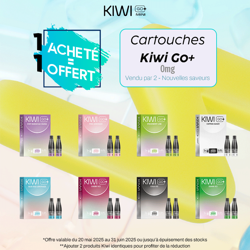 Cartouches Kiwi Go+ 0mg par 2 - Nouvelles Saveurs - Kiwi Vapor