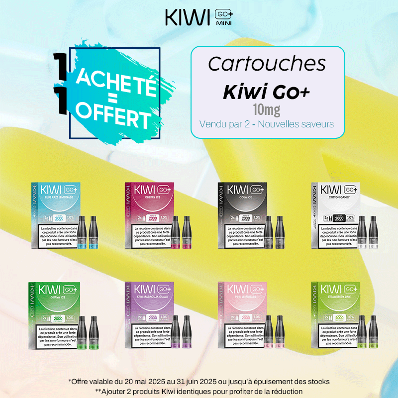 Cartouches Kiwi Go+ 10mg par 2 - Nouvelles Saveurs - Kiwi Vapor