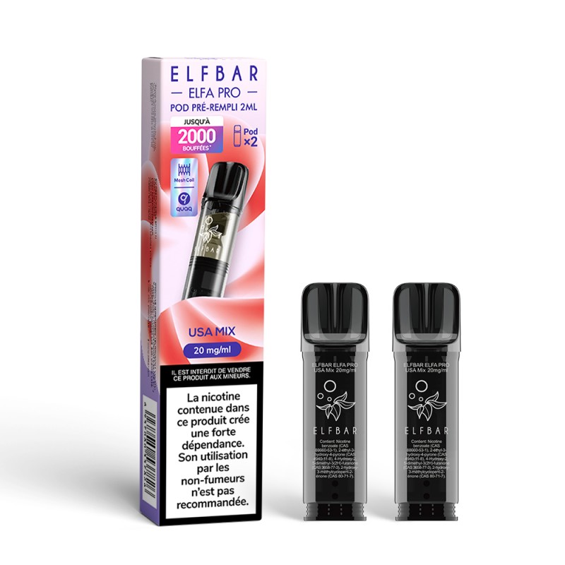 Cartouches pré-remplies ELFA 2ml par 2 - Elfbar
