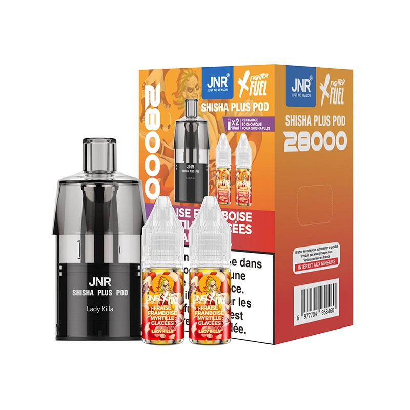 Cartouche Shisha Plus 28K + 2x10ml 20mg - JNR X FIGHTER FUEL
