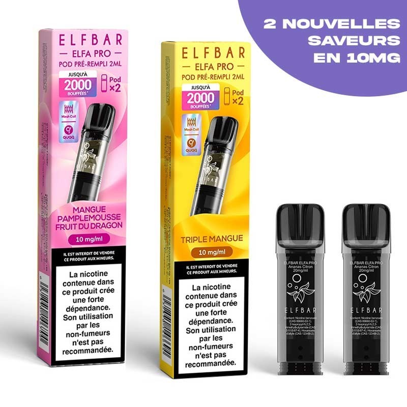 Cartouches ELFA Pro nouvelles saveurs par 2 - Elfbar