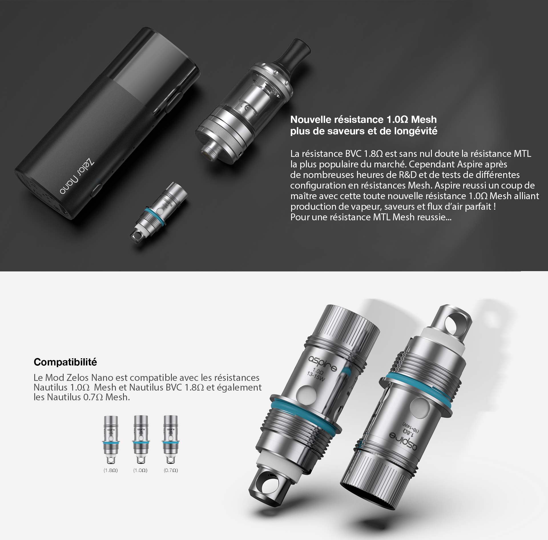 BB0072 = Aspire Kit Zelos Nano 1600mAh Space Grey