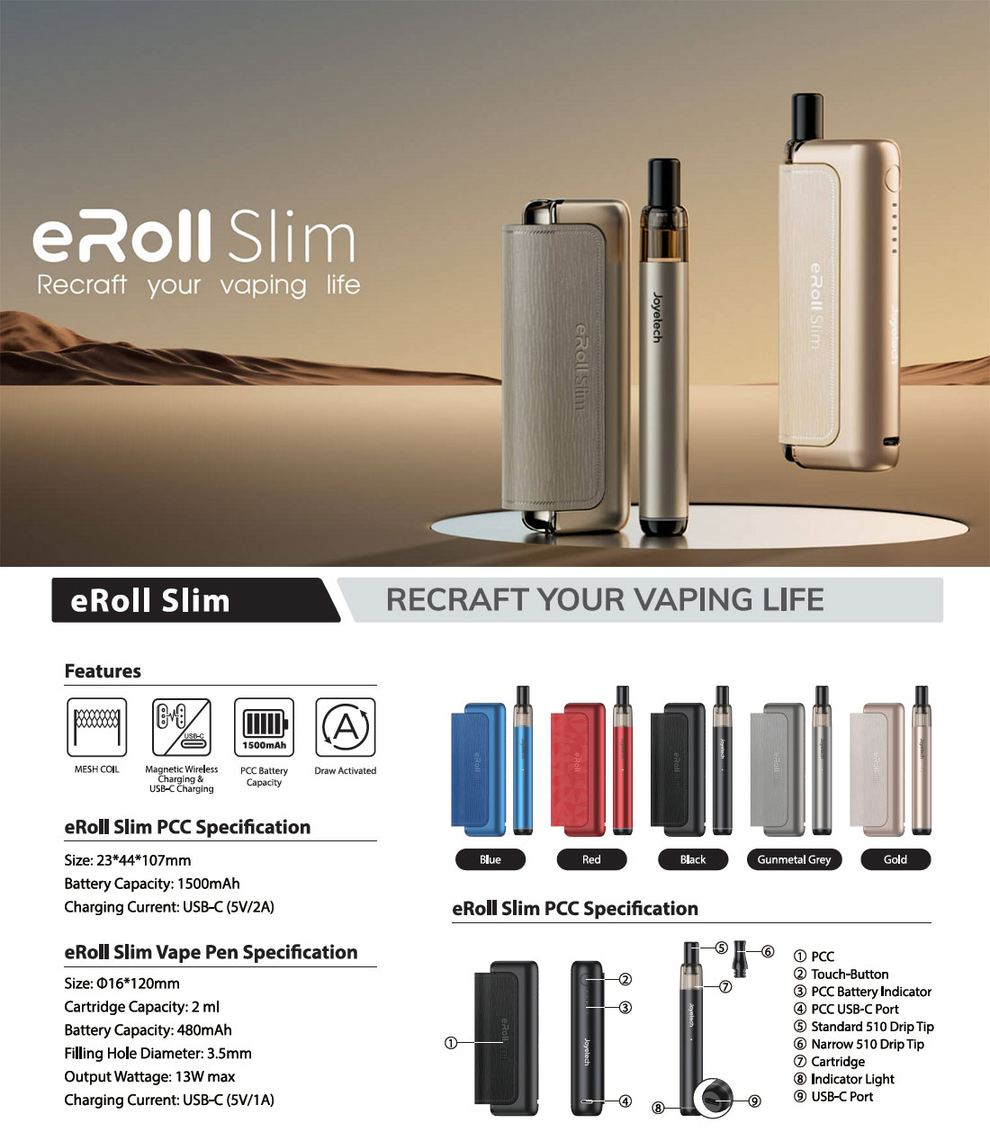 eRoll Slim - Easy Kit - Joyetech - LCA distribution - New version